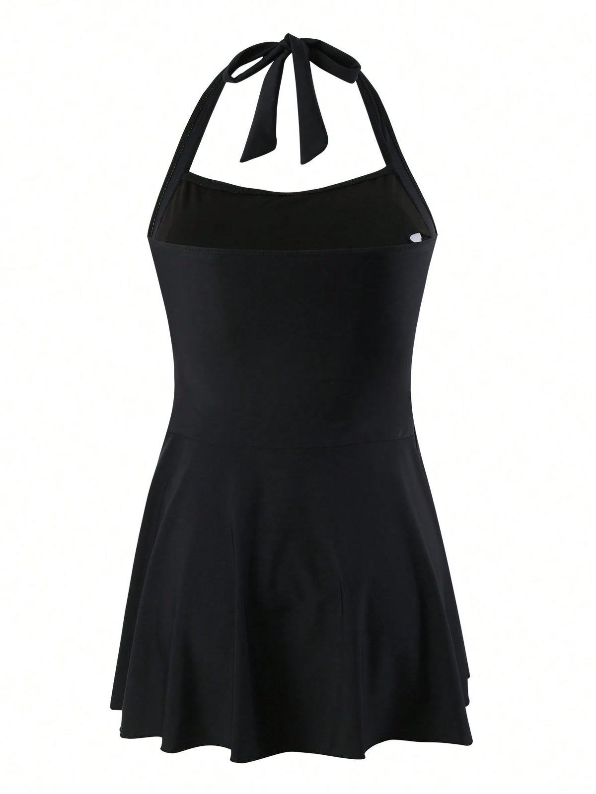 Swim Lushoire Summer Beach Ladies' Basic Black Ruffled Swimsuit Dress Wireless, With Short Leggings Music Festival