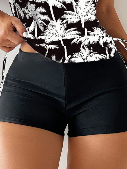 Swim Lushoire Summer Beach Women's Palm Tree Print Tank Bikini Top
