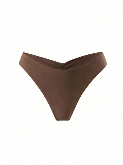Swim Lushoire Summer Beach Women's Solid Color Pleated Swimwear Bottom Music Festival