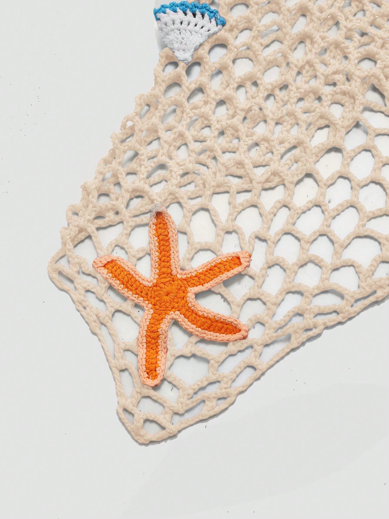 Swim Mod Plus Size Women Beach Cover Up Sarong Triangle Scarf Hand Crochet Starfish Beach Cover Up, Vacation Style For Summer,Lollapaloo