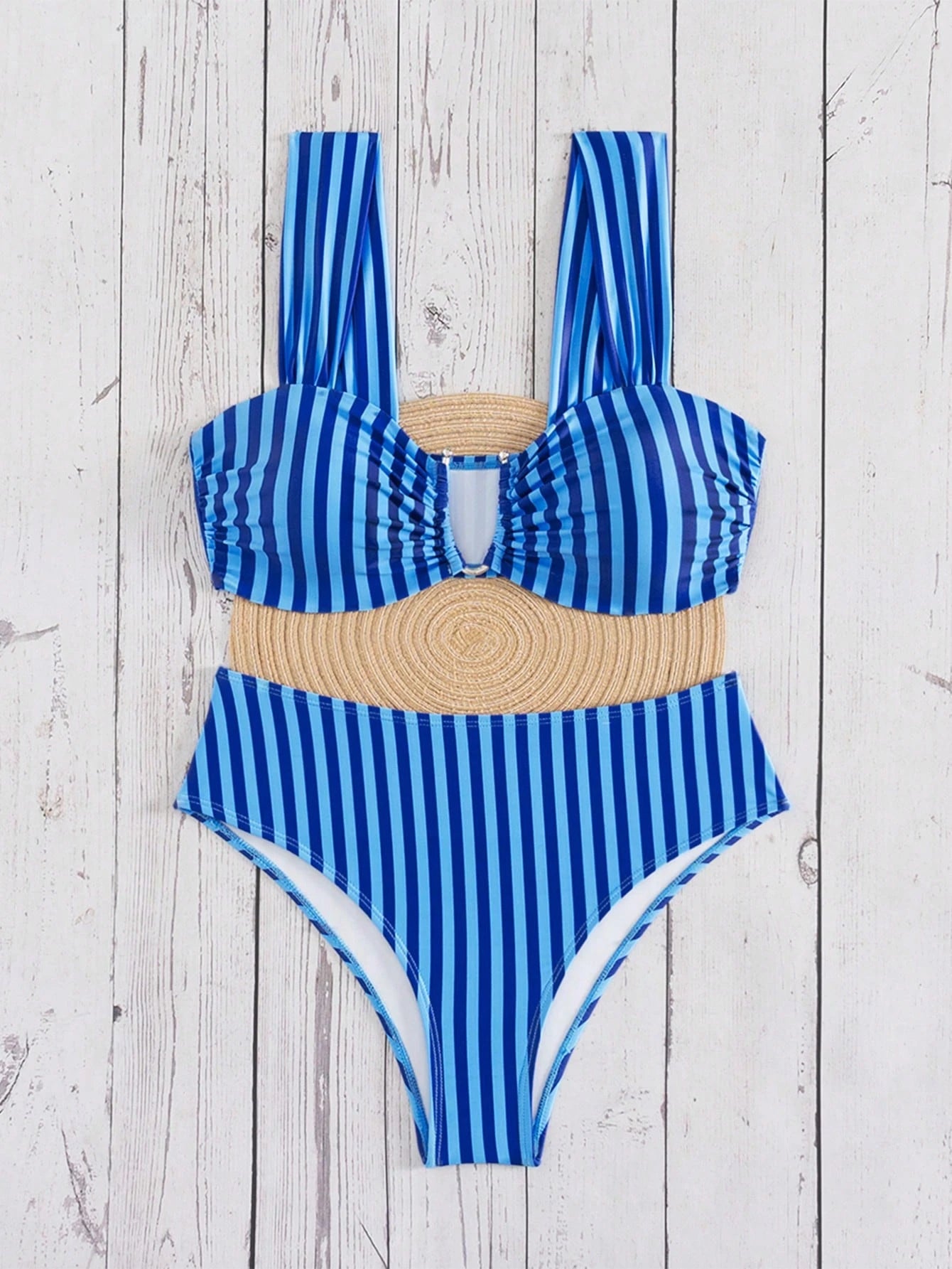 Swim Mod Springbreak Women's Summer New Random Print Multicolor V-Neck Double Strap Sweet Ditsy Floral Pattern Vacation Bikini Set
