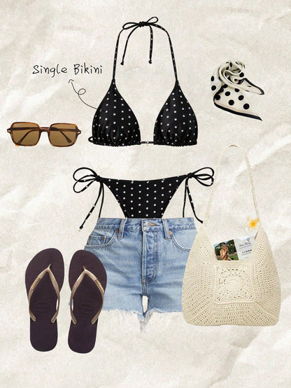 Swim Mod Summer Beach Women's Random Floral Print Side Tie Bikini Set