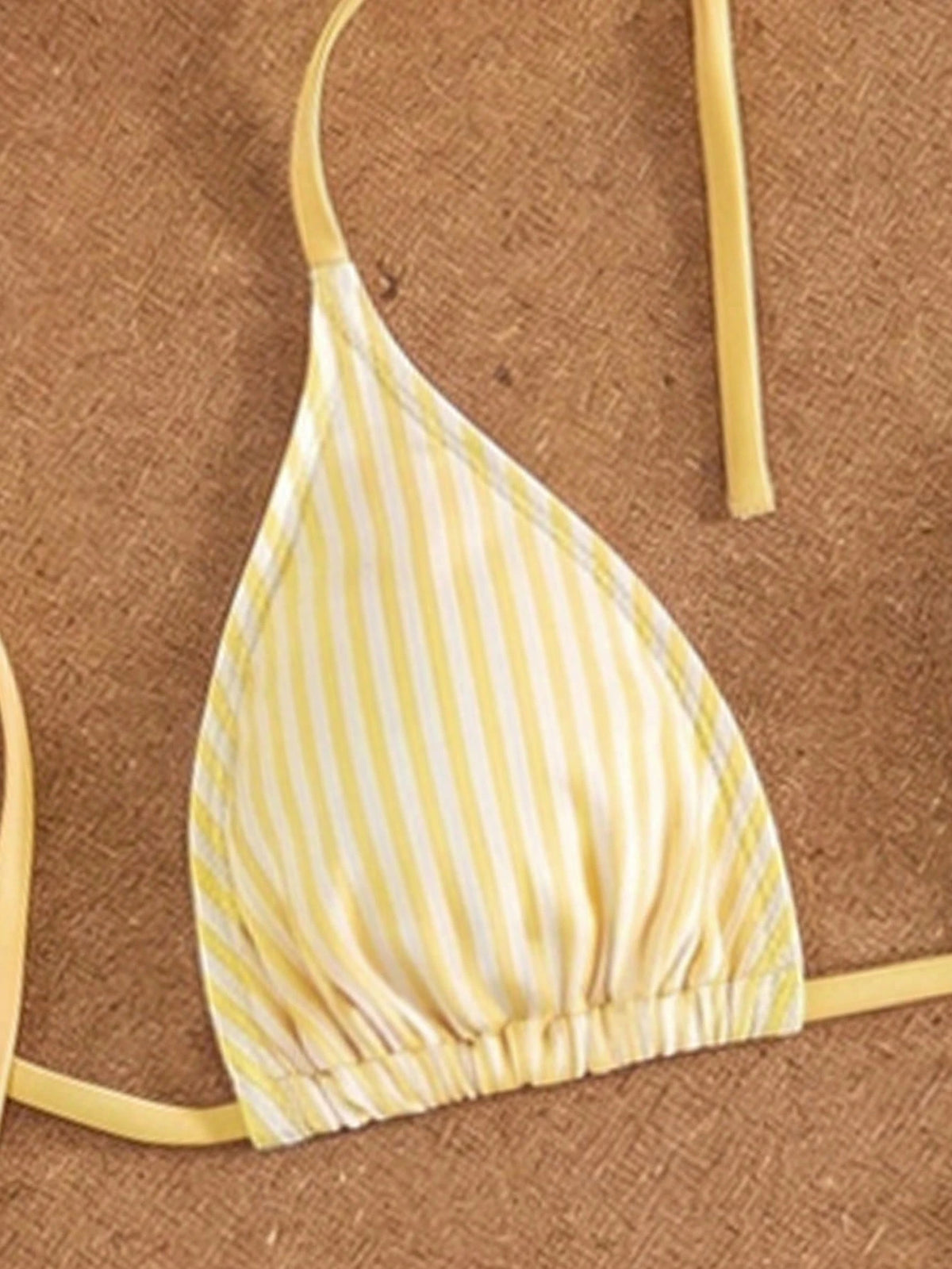 Swim Mod Women's 3-Piece Striped Print Halter Bikini Set With Briefs, Summer Swimwear