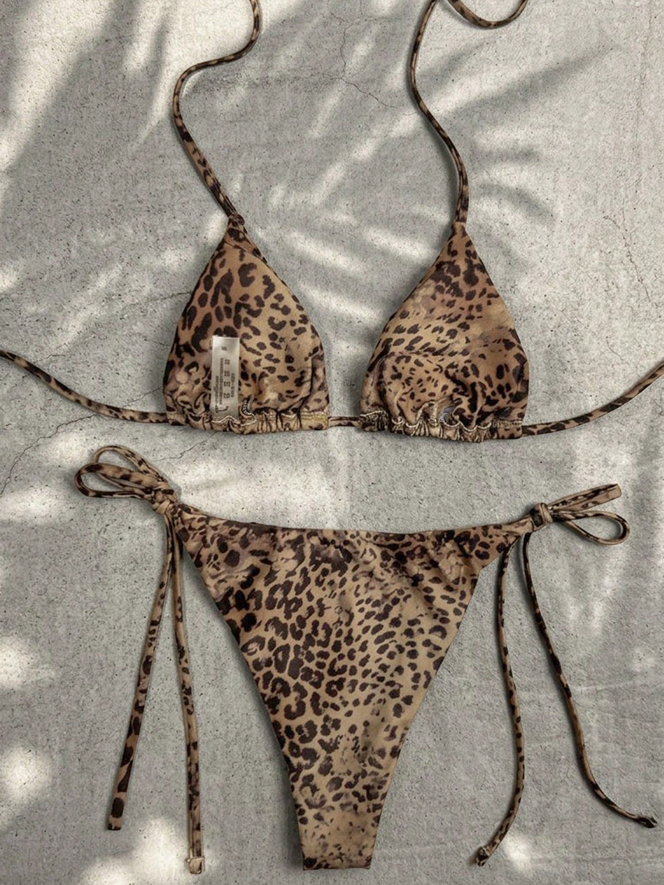 Swim Mod Women's Elegant Vintage Sexy Leopard Print Low-Waist Triangle Bikini Set, Versatile Beach Wear