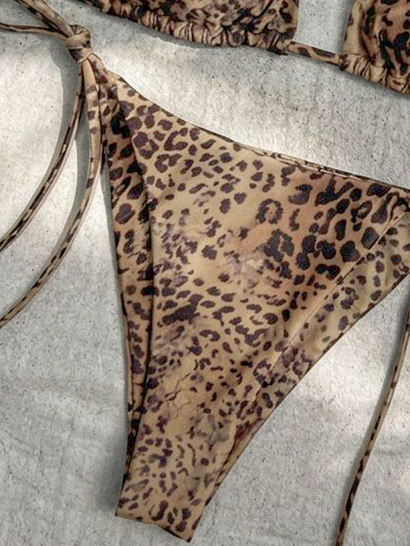 Swim Mod Women's Elegant Vintage Sexy Leopard Print Low-Waist Triangle Bikini Set, Versatile Beach Wear