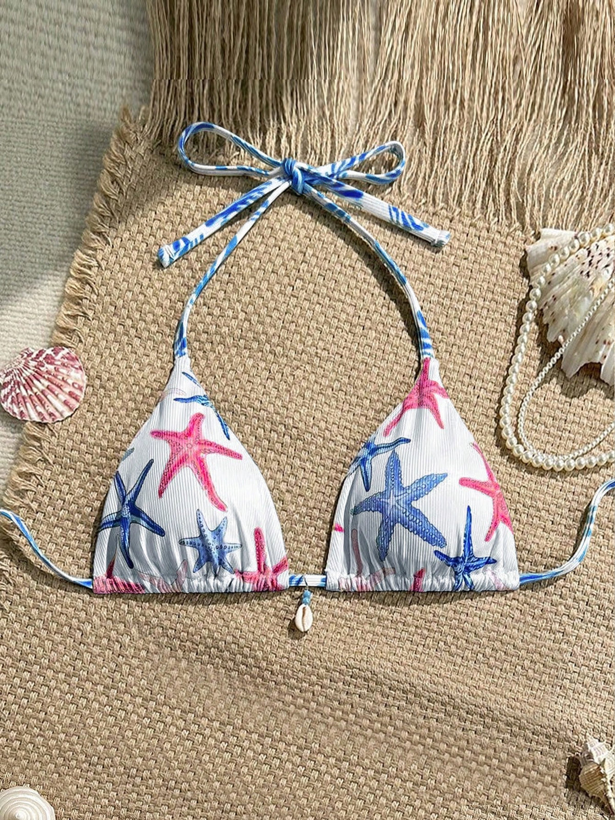 Swim Mod Women's Sexy Shell Decor Textured Printed Spaghetti Strap Camisole Tank Top For Summer Beach Vacation