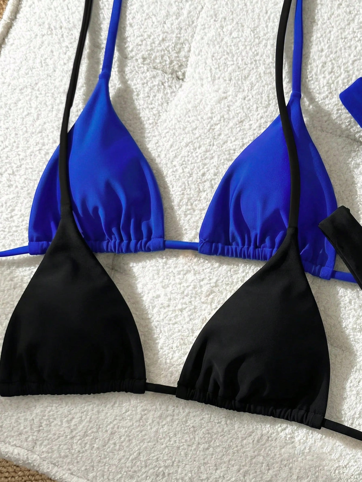 Swim Mod Women's Summer Beach Solid Color Halter Tie Sexy Bikini And Triangle Bottom 4-Piece Set