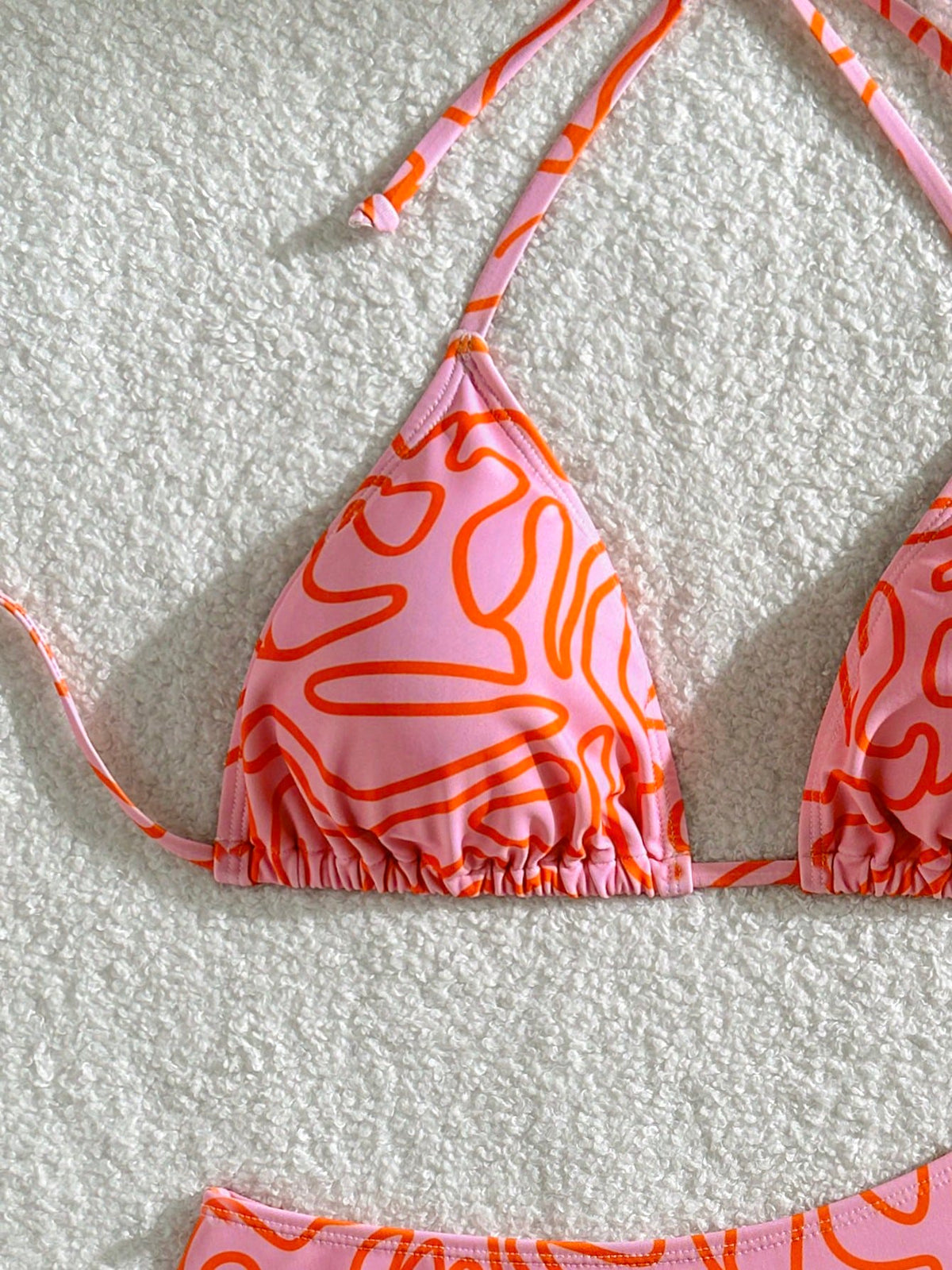 Swim Mod Women's Summer Beach Stripe Printed Halter Neck Bikini Set With Random Print