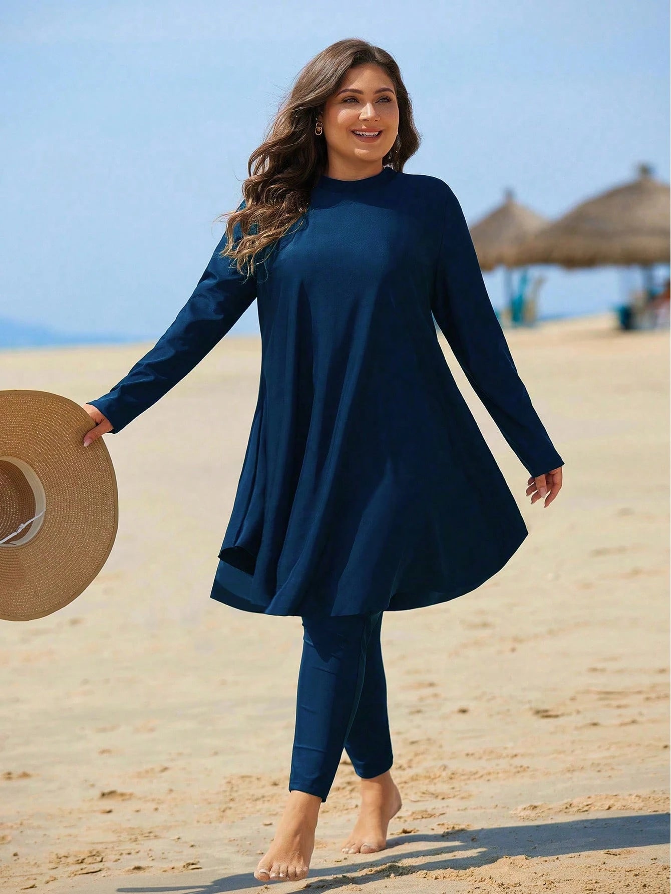 Swim Mulvari Plus Size Solid Color Tankini Swimwear For Summer Beach Vacation