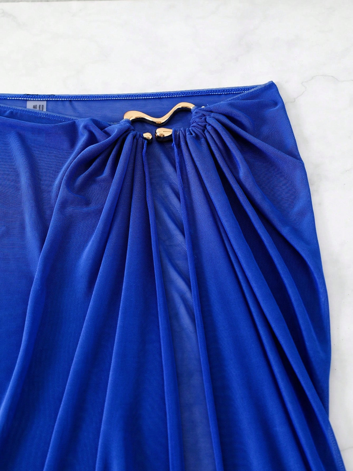 Swim Navy Blue See-Through High Slit Sexy Beach Sarong Skirt Summer