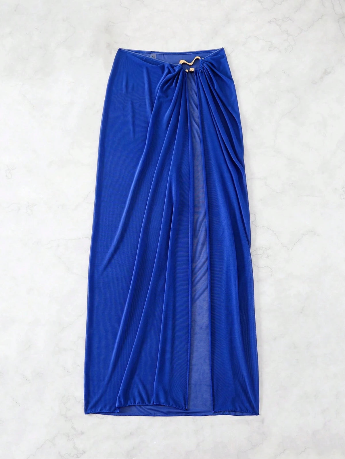 Swim Navy Blue See-Through High Slit Sexy Beach Sarong Skirt Summer