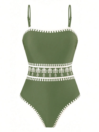 Swim Oasis 2026 Spring/Summer Plus Size One-Piece Printed Casual Elegant Ladies Swimsuit Set