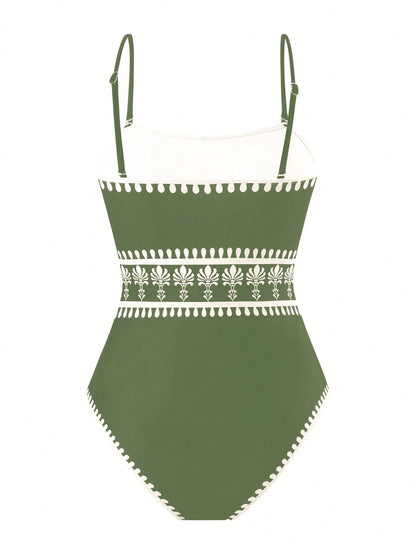 Swim Oasis 2026 Spring/Summer Plus Size One-Piece Printed Casual Elegant Ladies Swimsuit Set