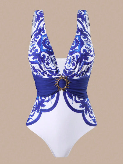 Swim Oasis 3Piece Plus Size Simple One-Piece Swimsuit Set With 3 Pcs, For Women Summer Vacation Beach Wear
