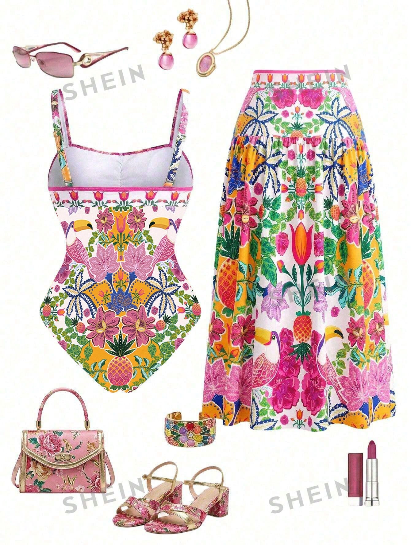 Swim Oasis Plus Size Summer Vacation Floral Print One-Piece Swimsuit