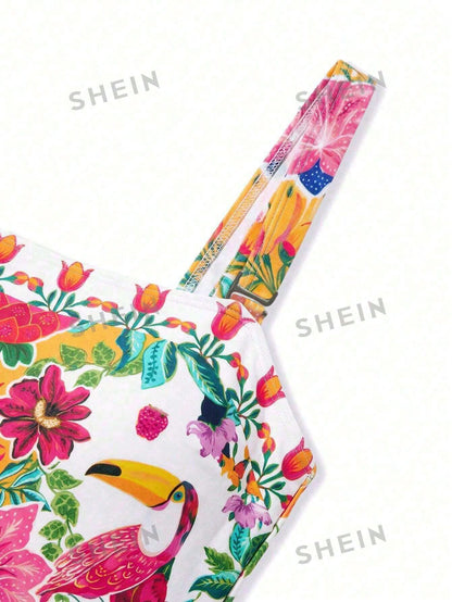 Swim Oasis Plus Size Summer Vacation Floral Print One-Piece Swimsuit