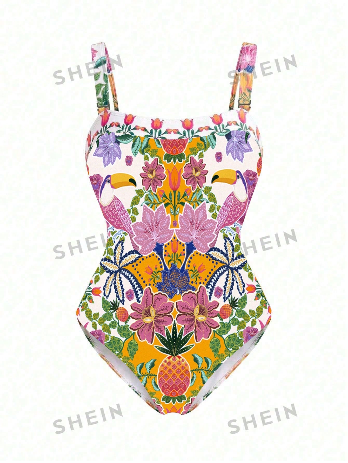 Swim Oasis Plus Size Summer Vacation Floral Print One-Piece Swimsuit