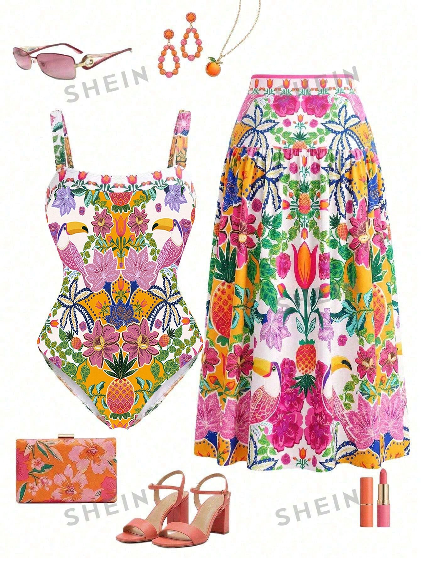 Swim Oasis Plus Size Summer Vacation Floral Print One-Piece Swimsuit