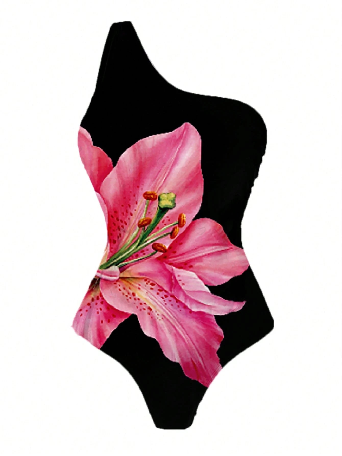 Swim Oasis Plus Size Women's Colorful Print One-Piece Swimsuit With Matching Floral Print Chiffon Maxi Skirt, Sexy & Elegant Beach Vacation Set