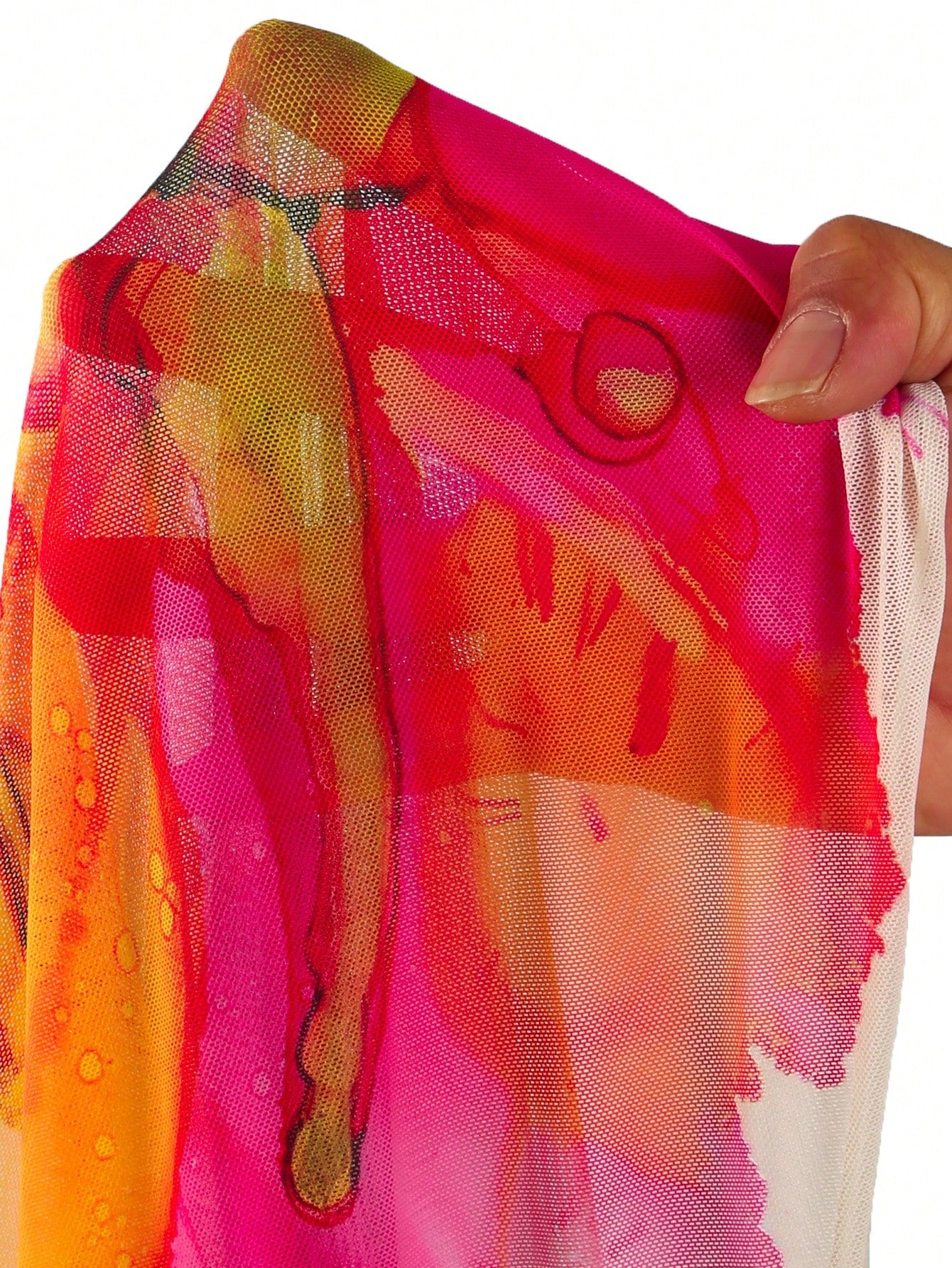 Swim Oasis Plus Size Women's Colorful Print One-Piece Swimsuit With Matching Floral Print Chiffon Maxi Skirt, Sexy & Elegant Beach Vacation Set