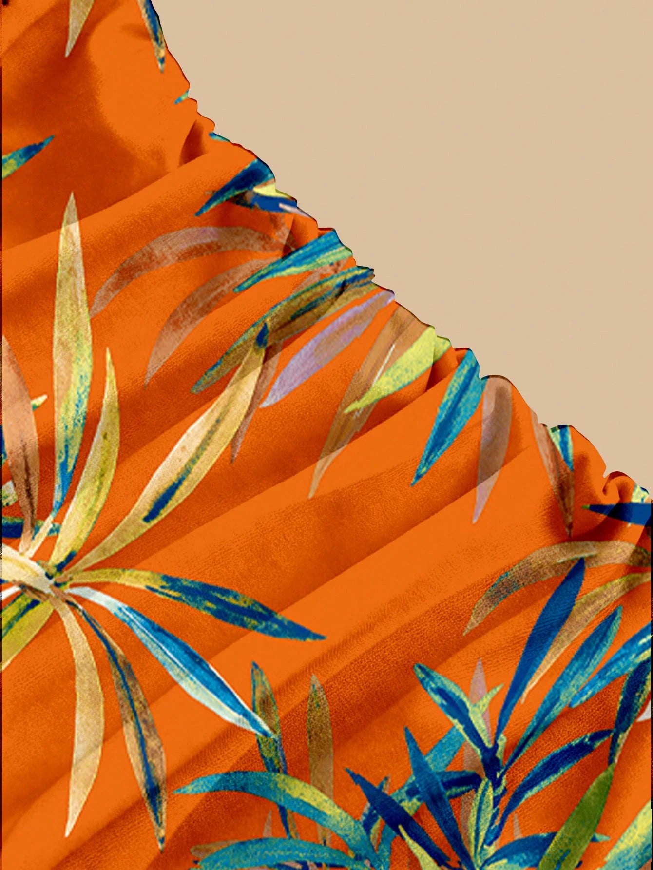 Swim Oasis Plus Size Women Tropical Plant Print Off-Shoulder One-Piece Swimsuit With Coverup And Skirt
