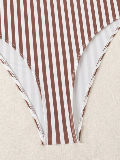 Swim SPRTY SPRTY Elegant Vacation Split Western Bohemian Style One-Piece Swimsuit (Random Print)
