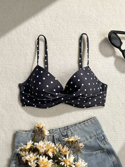 Swim SXY Women's Summer Beach Polka Dot Print Sexy Bikini Top