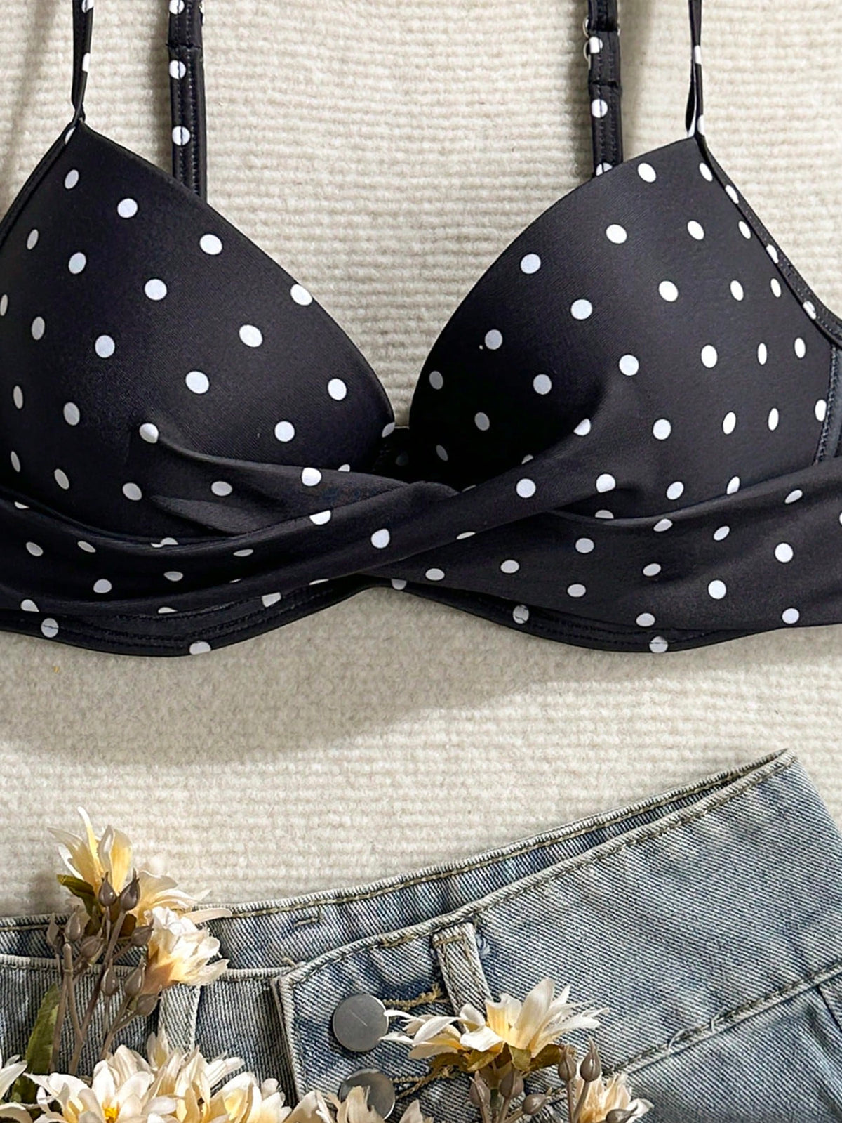 Swim SXY Women's Summer Beach Polka Dot Print Sexy Bikini Top