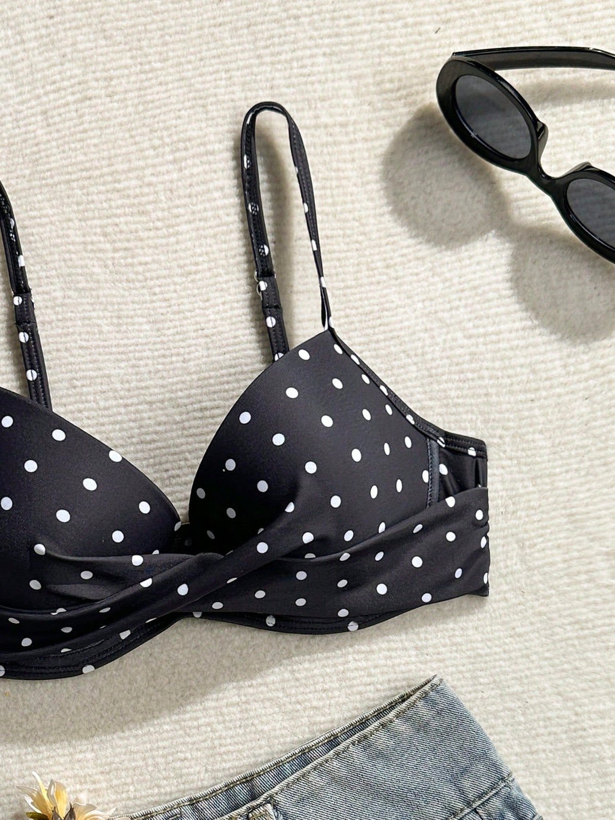 Swim SXY Women's Summer Beach Polka Dot Print Sexy Bikini Top
