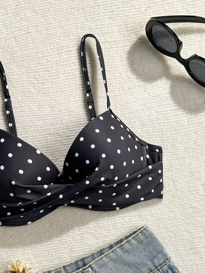 Swim SXY Women's Summer Beach Polka Dot Print Sexy Bikini Top