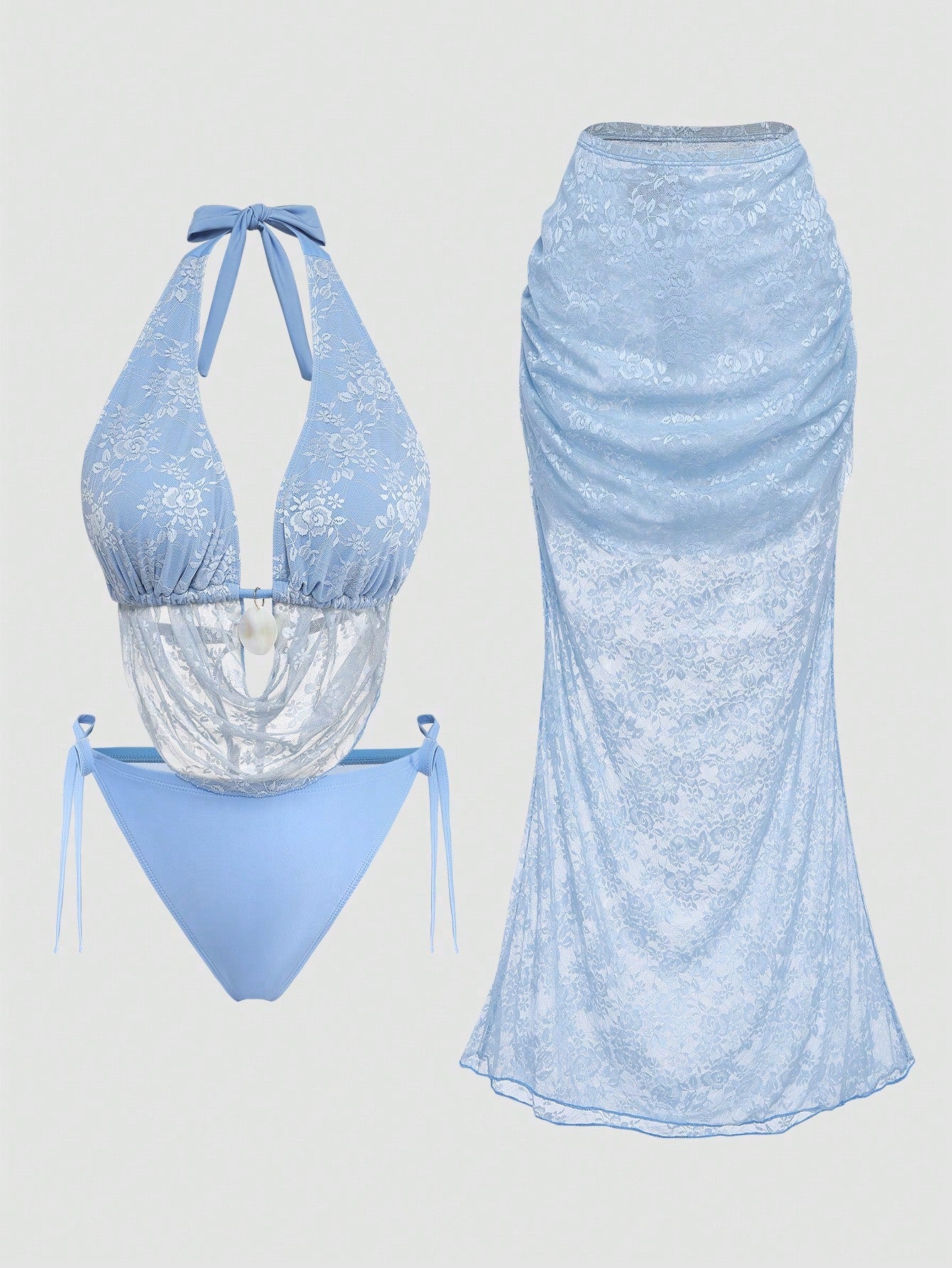Swim Vcay 2026 New Elegant Lace Swimwear Set For Women, Luxury Multi-Piece Swimwear, Suitable For Beach Vacation, Sunbathing, 2025 Summer Plus Size Swimwear Set