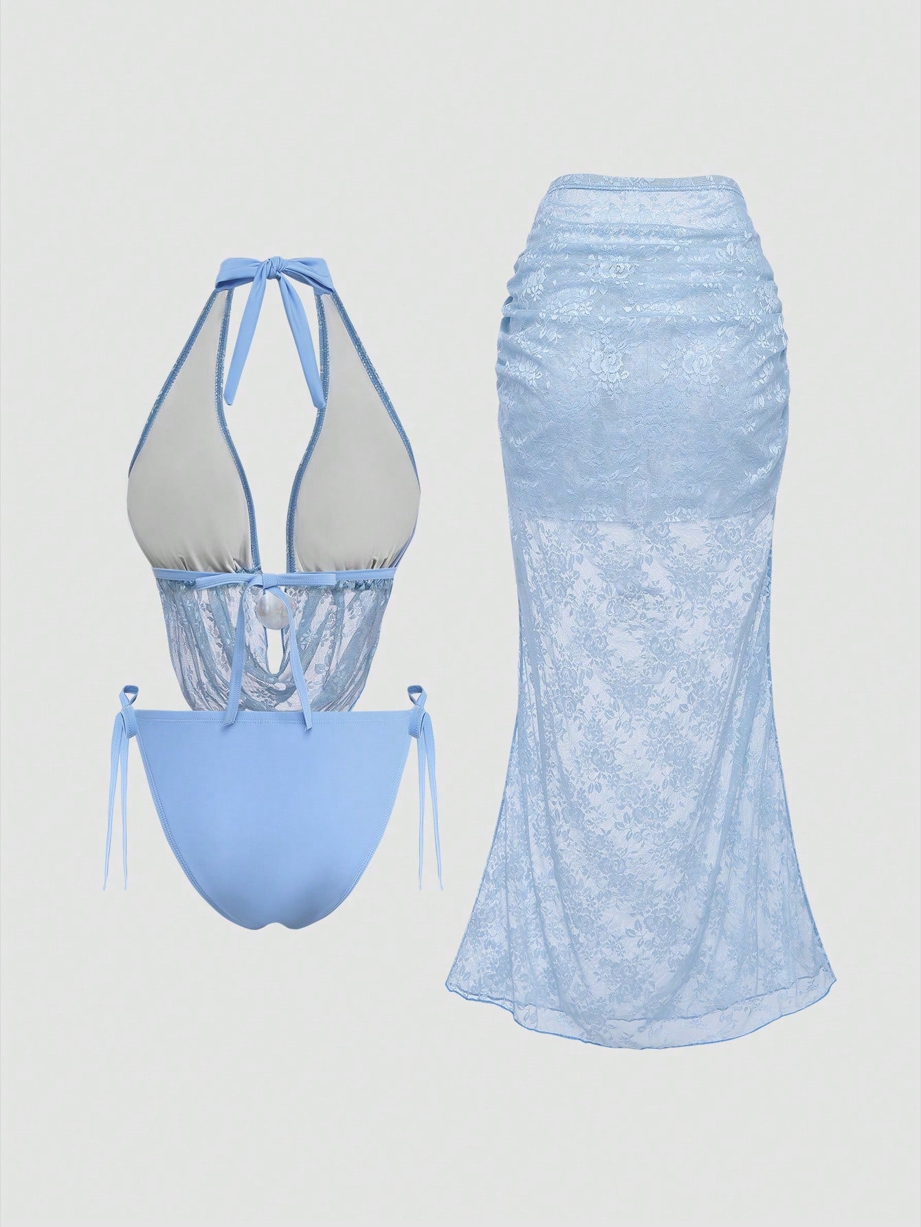 Swim Vcay 2026 New Elegant Lace Swimwear Set For Women, Luxury Multi-Piece Swimwear, Suitable For Beach Vacation, Sunbathing, 2025 Summer Plus Size Swimwear Set