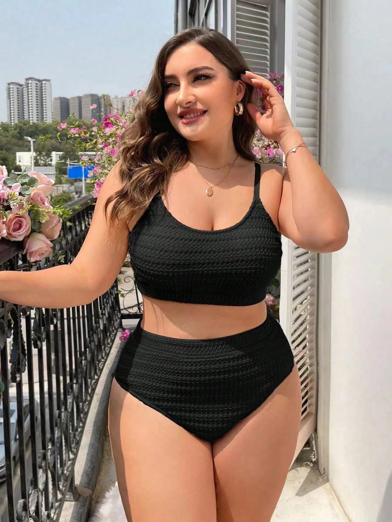 Swim Vcay 2026 New Summer Vacation Red Textured Plus Size Swimsuit Set Beach Vacation Vacation Tropical