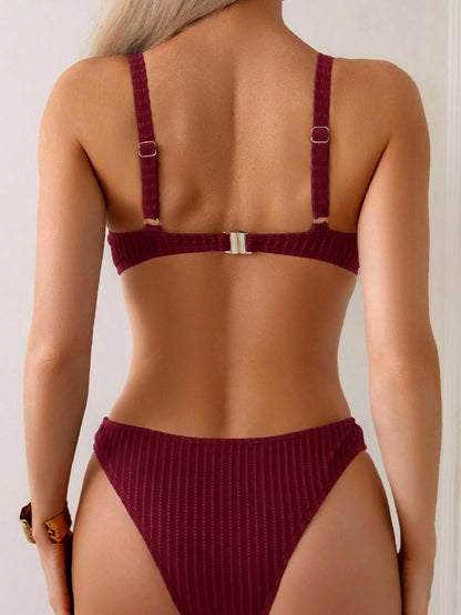 Swim Vcay Minimalist Casual Vacation Push-Up Bikini Set