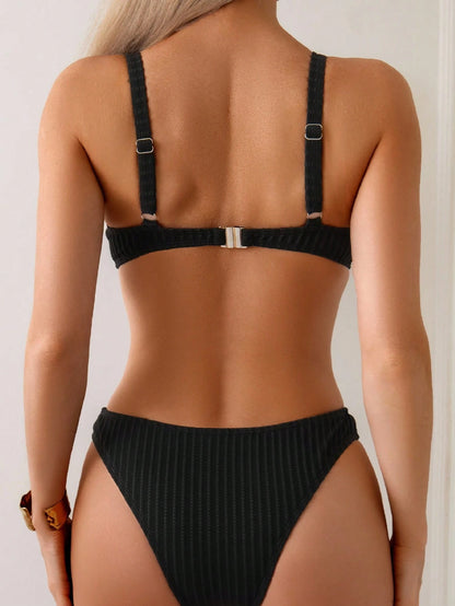 Swim Vcay Minimalist Casual Vacation Push-Up Bikini Set