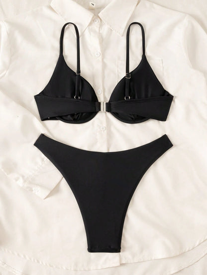 Swim Vcay New Spring/Summer Yellow Steel-Supported Bikini, Sexy Women's Swimwear For Beach, Vacation, Date, Fresh & Cute