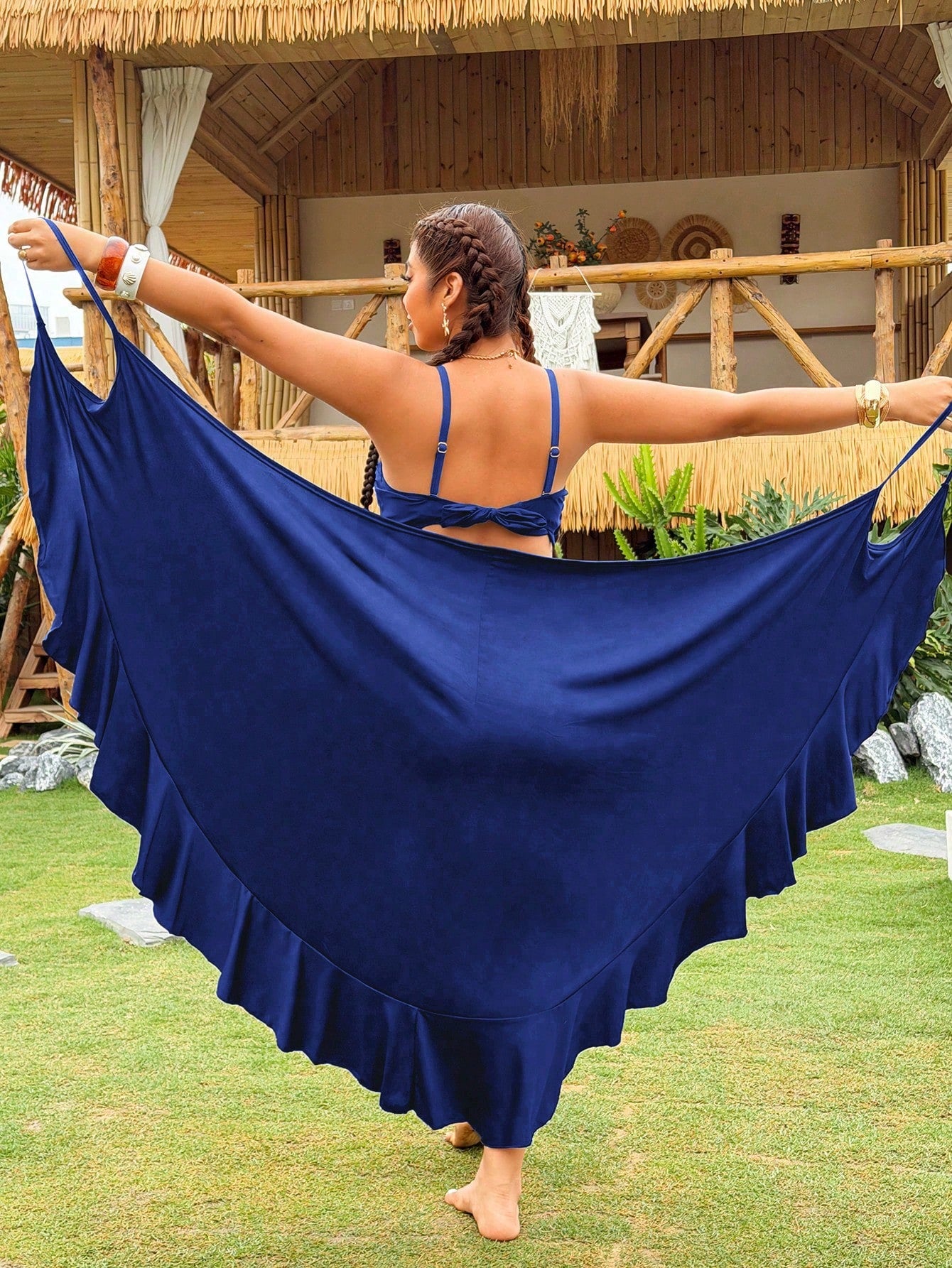 Swim Vcay Plus Size One-Piece Ruffled Wrap Backless Kimono