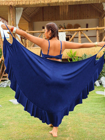 Swim Vcay Plus Size One-Piece Ruffled Wrap Backless Kimono