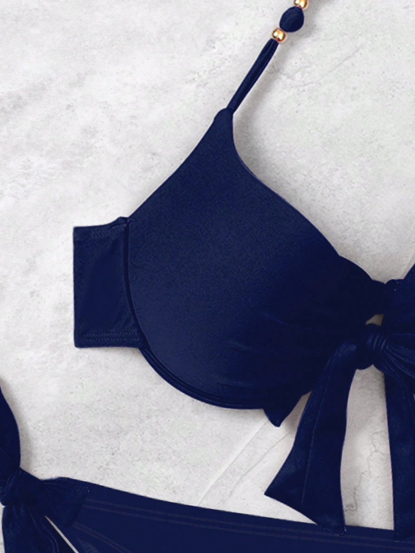 Swim Vcay Summer Beach Push Up Enhancing Wire Full Coverage Solid Two-Piece Bikini Set