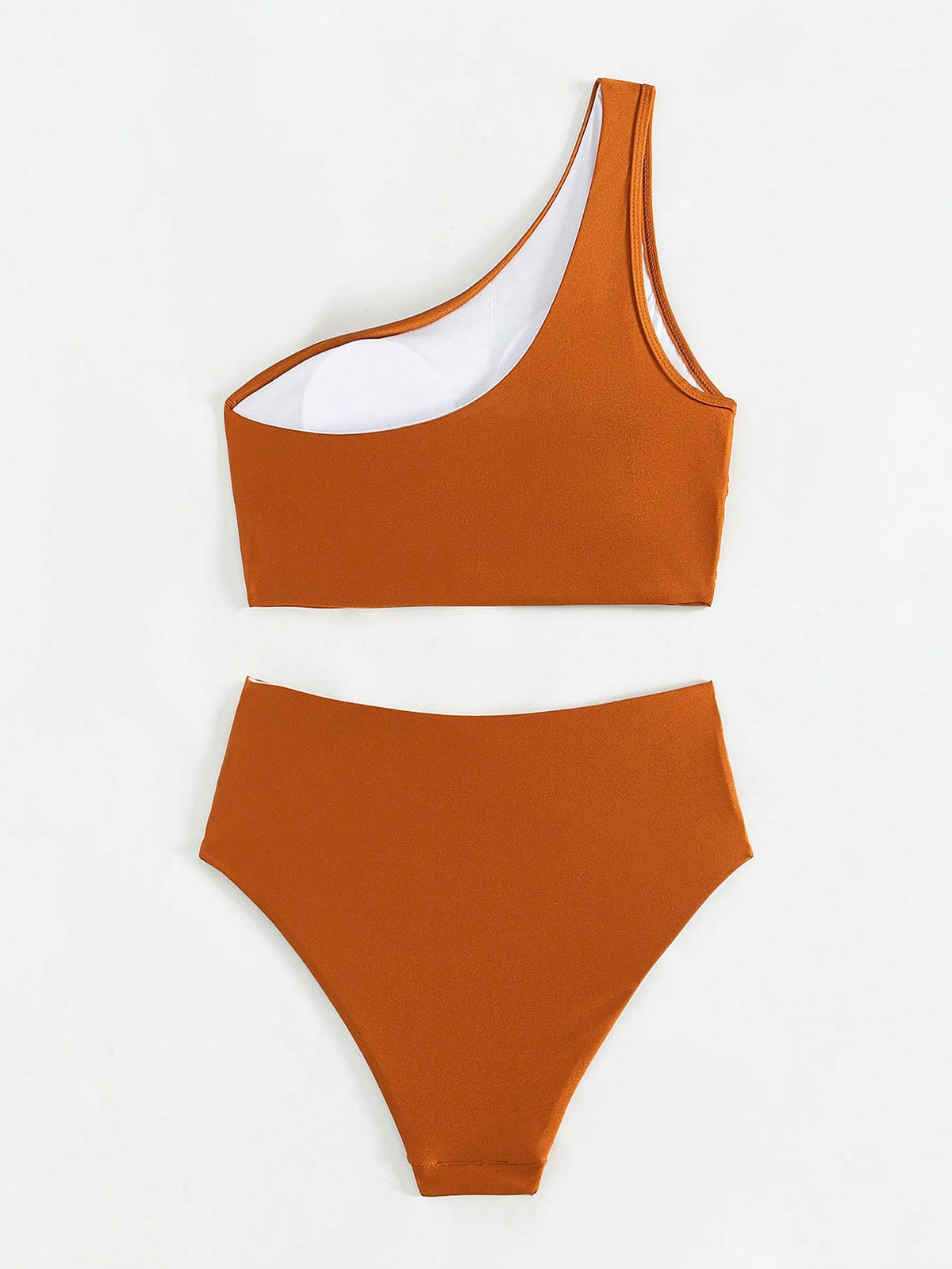 Swim Vcay Summer Beach Women's One Shoulder Ruched Bikini Set, Bathing Suit