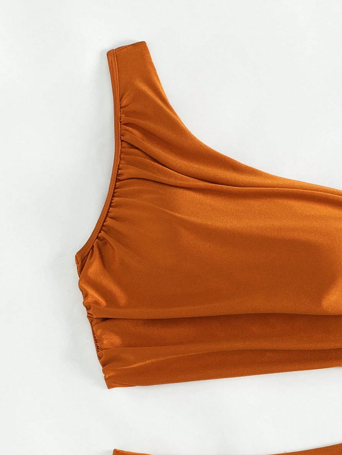 Swim Vcay Summer Beach Women's One Shoulder Ruched Bikini Set, Bathing Suit