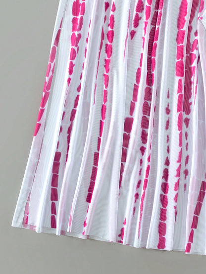 Swim Vcay Tie Dye Halter Bikini Set For Summer With Beach Skirt