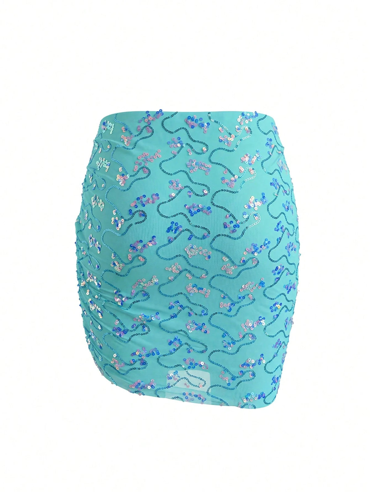 Swim Vcay Women's Sexy Light Blue Sequin Beach Cover-Up Mini Skirt For Summer Vacations,Sexy Beachwear For Hot Girls