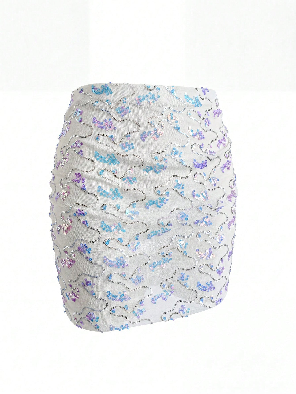 Swim Vcay Women's Sexy Light Blue Sequin Beach Cover-Up Mini Skirt For Summer Vacations,Sexy Beachwear For Hot Girls