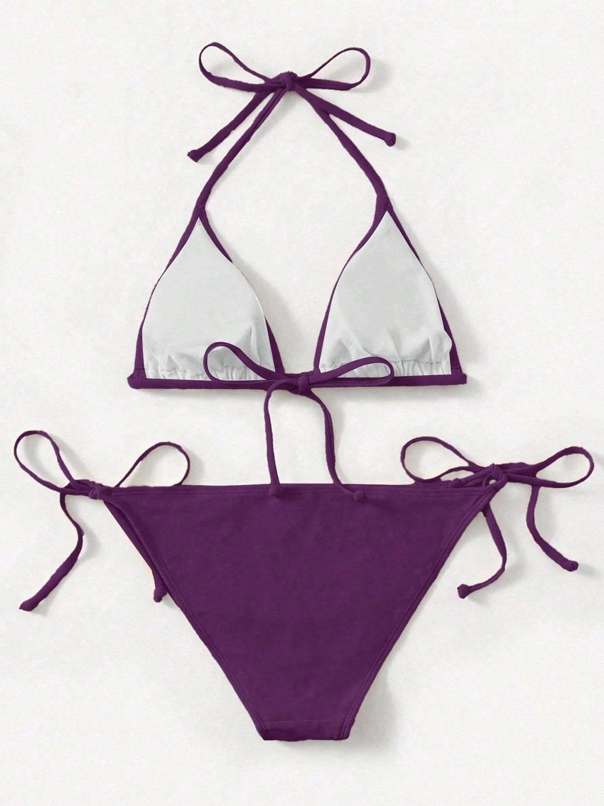 Swim Women's Solid Color Halter Tie Sexy Bikini Swimwear Set, Summer Beach