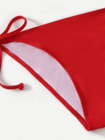 Swim Women's Solid Color Halter Tie Sexy Bikini Swimwear Set, Summer Beach