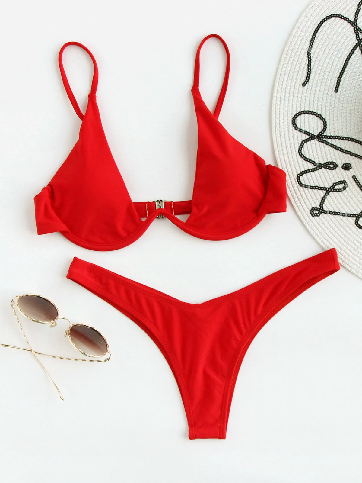 Swim Women's Summer Beach Polka Dot Print Sexy Fashion Bikini Two-Piece Swimsuit Set
