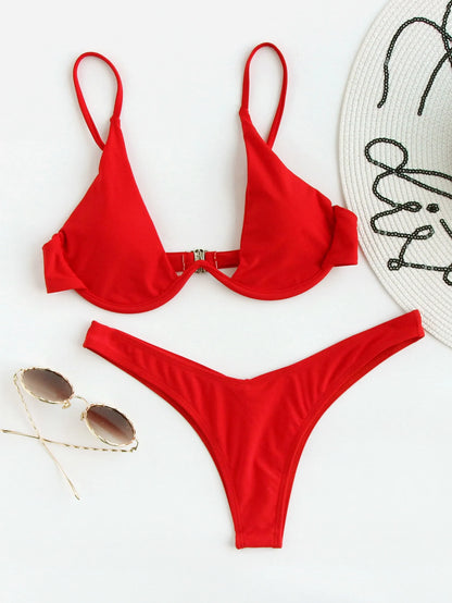Swim Women's Summer Beach Polka Dot Print Sexy Fashion Bikini Two-Piece Swimsuit Set