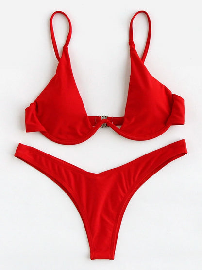 Swim Women's Summer Beach Polka Dot Print Sexy Fashion Bikini Two-Piece Swimsuit Set