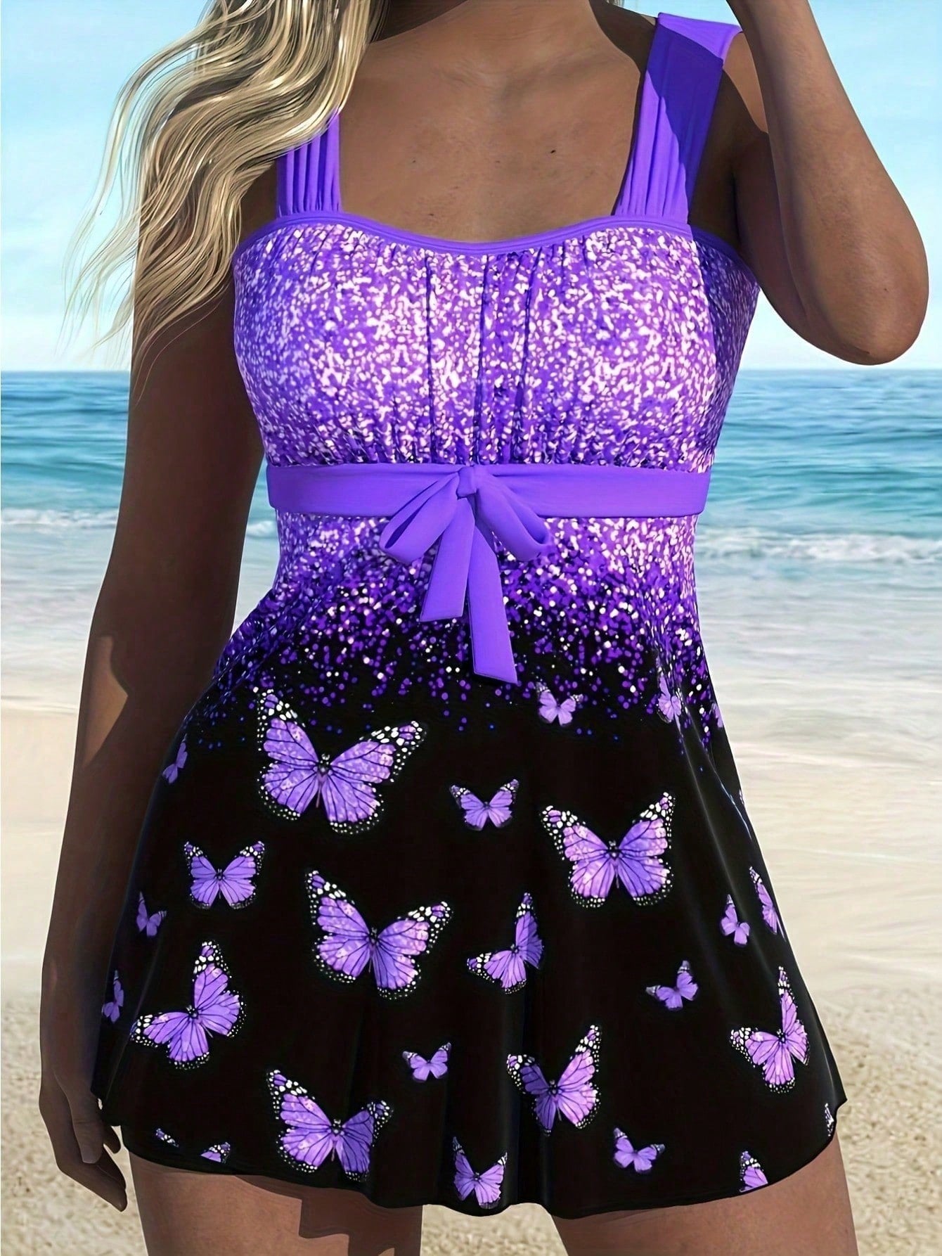 Swimsuits For Women Tummy Control Two Piece Bathing Suits Flowy Swim Tops With Boy Shorts